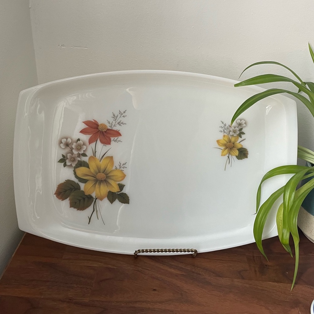 Vintage PYREX JAJ England “Autumn Glory” Vintage Floral Serving Platter 1960s